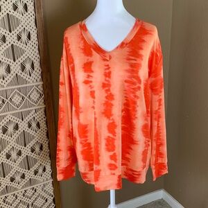 Laila‎ Ali Long Sleeve Activewear T-Shirt 1X NWT Orange Tie-Dye